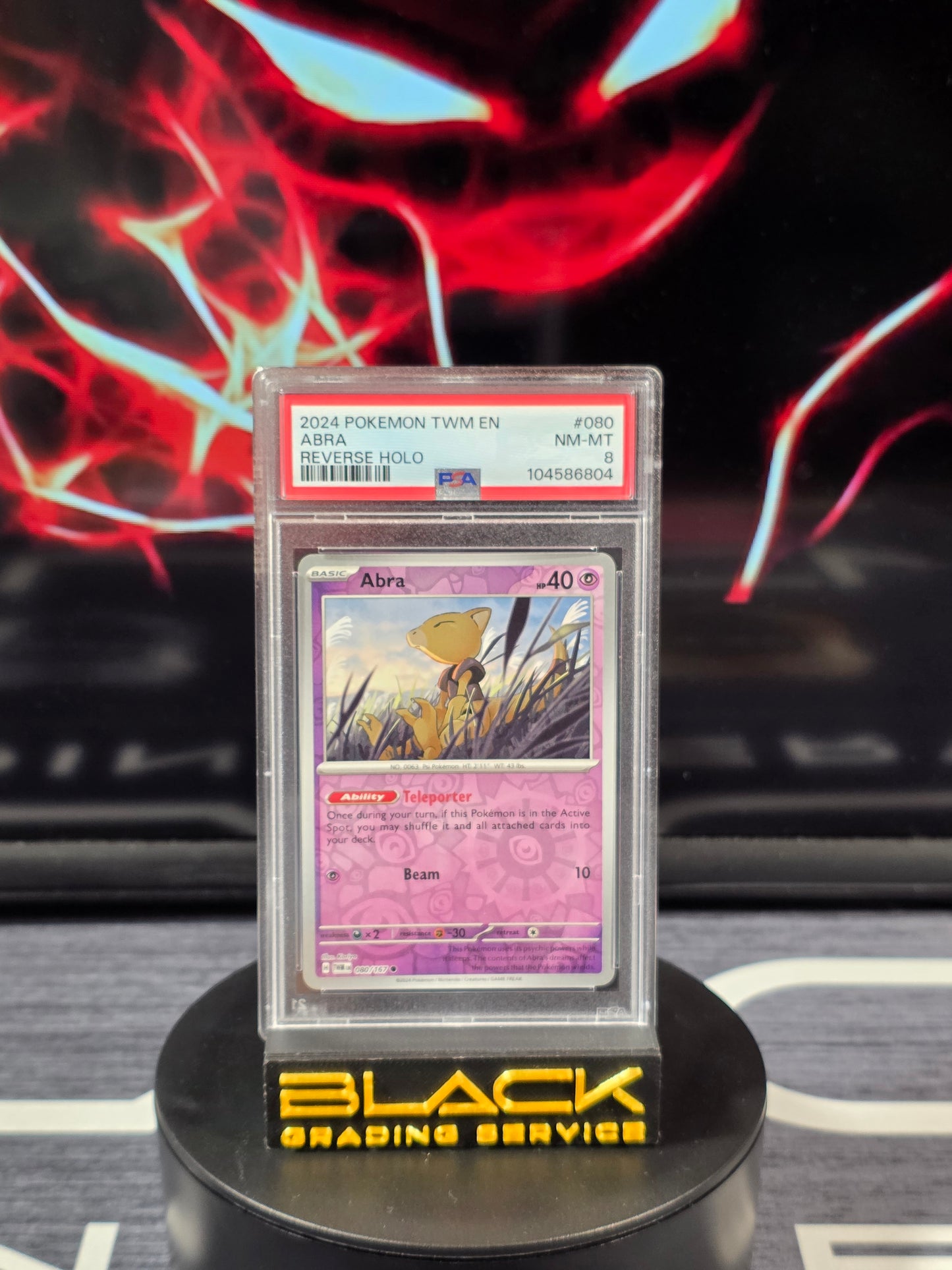 Pokemon - Slab - Abra Reverse Holo - Twilight Masquerade - 080/167 - PSA 8 - Englisch
